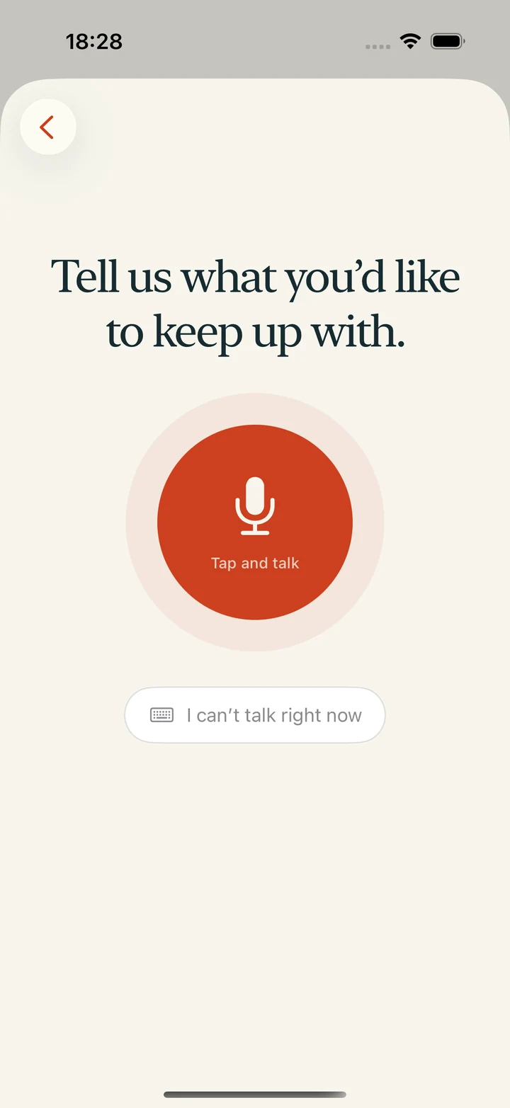 Add a stream using the microphone or the clearly labelled typing button.